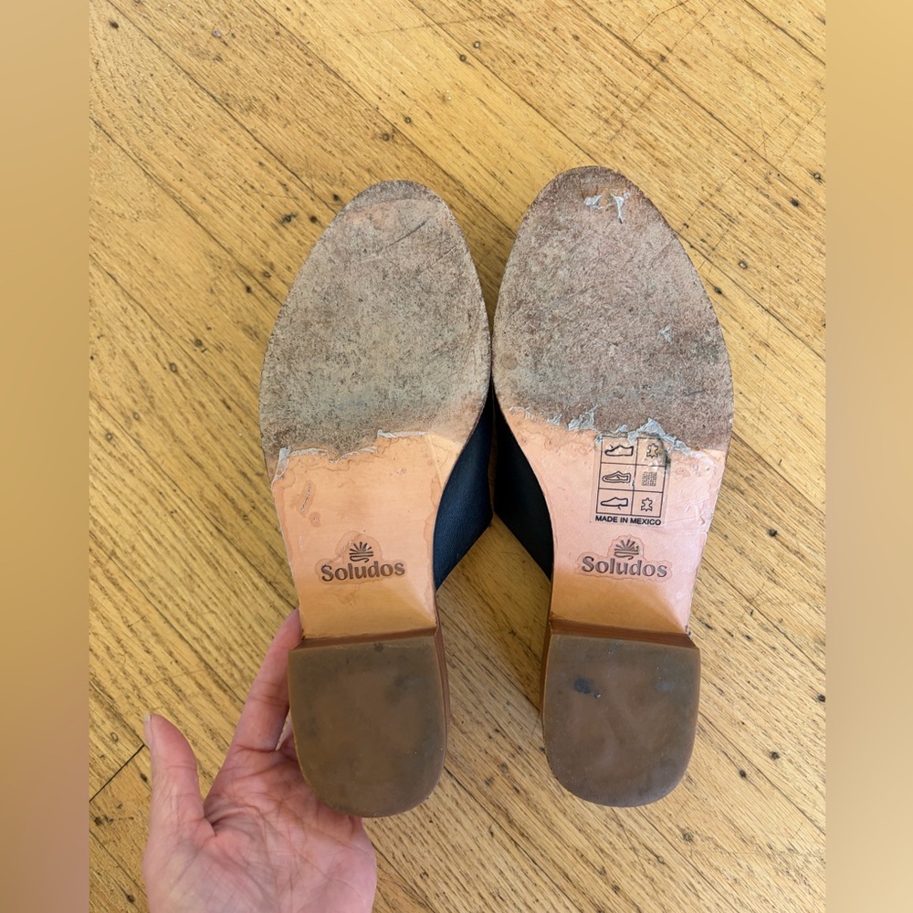 Soludos leather mule pointed toe block heal - Picture 13 of 15